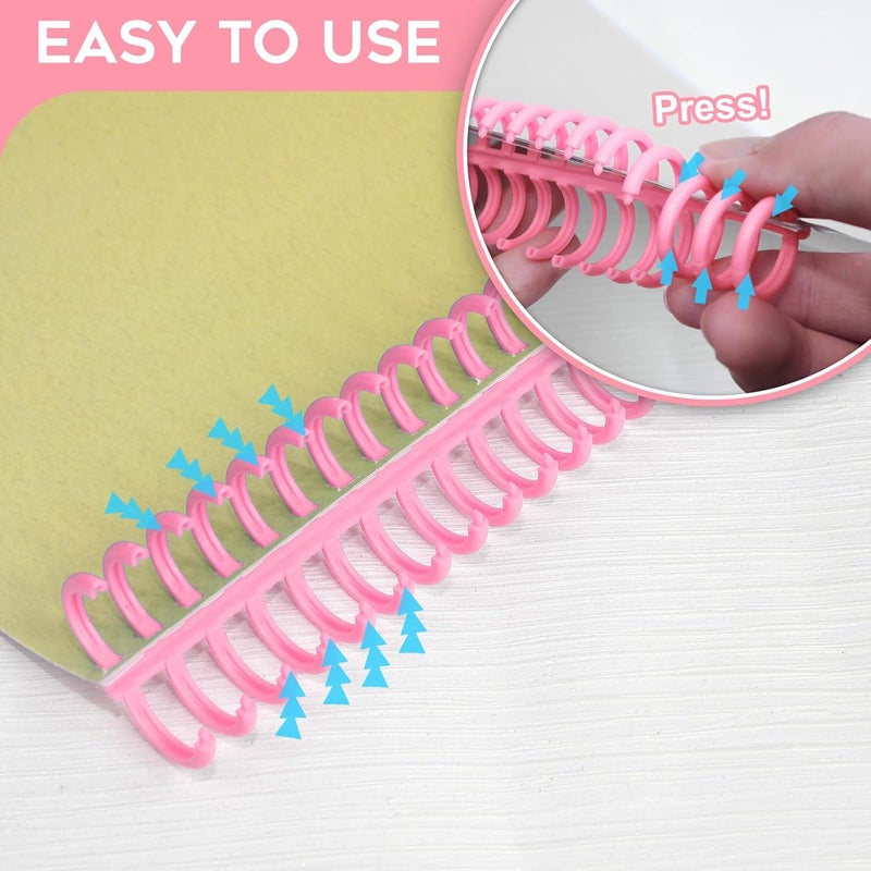 RAYSON PROC1230PK Click Binding Spines, 3:1 Pitch, 1/2" Diameter, 90 Sheets Binding Capacity, Pink, 30/Box - Image 4